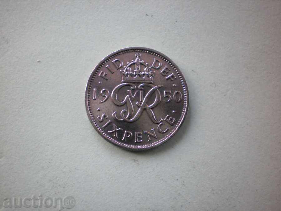 6 pence 1950 Marea Britanie