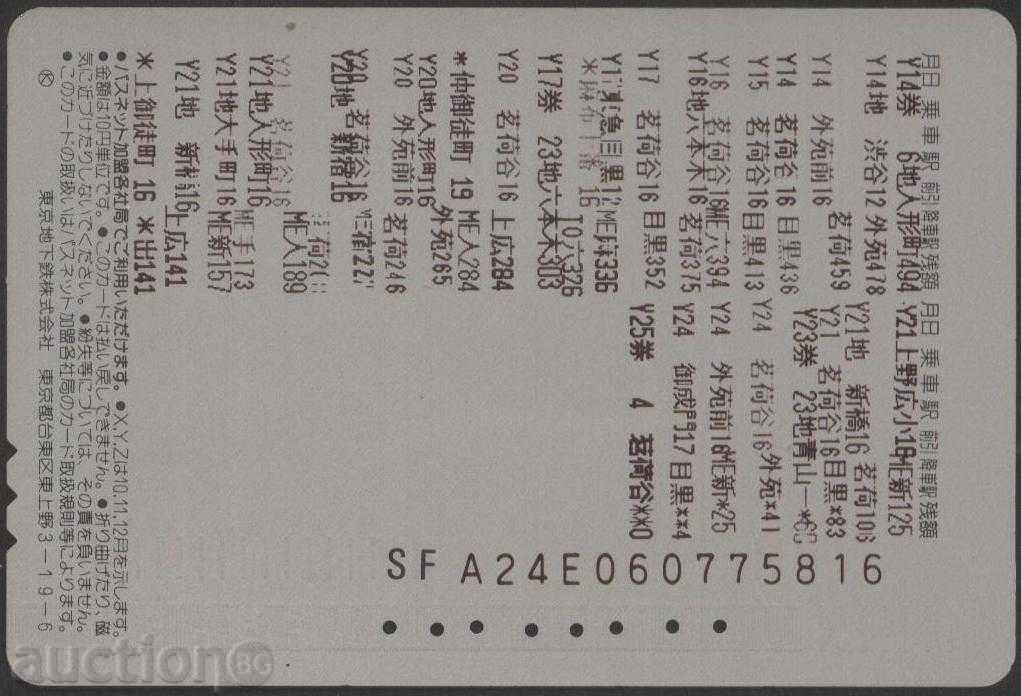 Transport (cale ferată) carte de pod Tokyo Japonia TK8 cu preț 1.80 BGN | € 0.92 Transport (cale ferată) carte de pod Tokyo Japonia TK8 cu preț 1.80 BGN | € 0.92