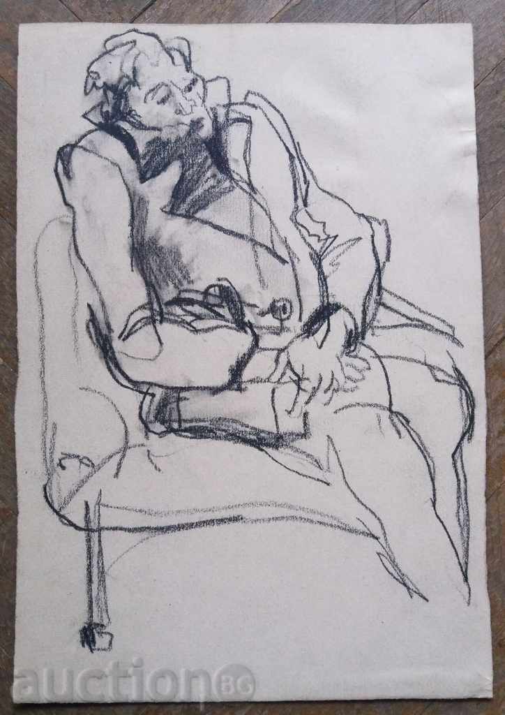 1212 Unknown Artist Man on Couch P.19 / 27см