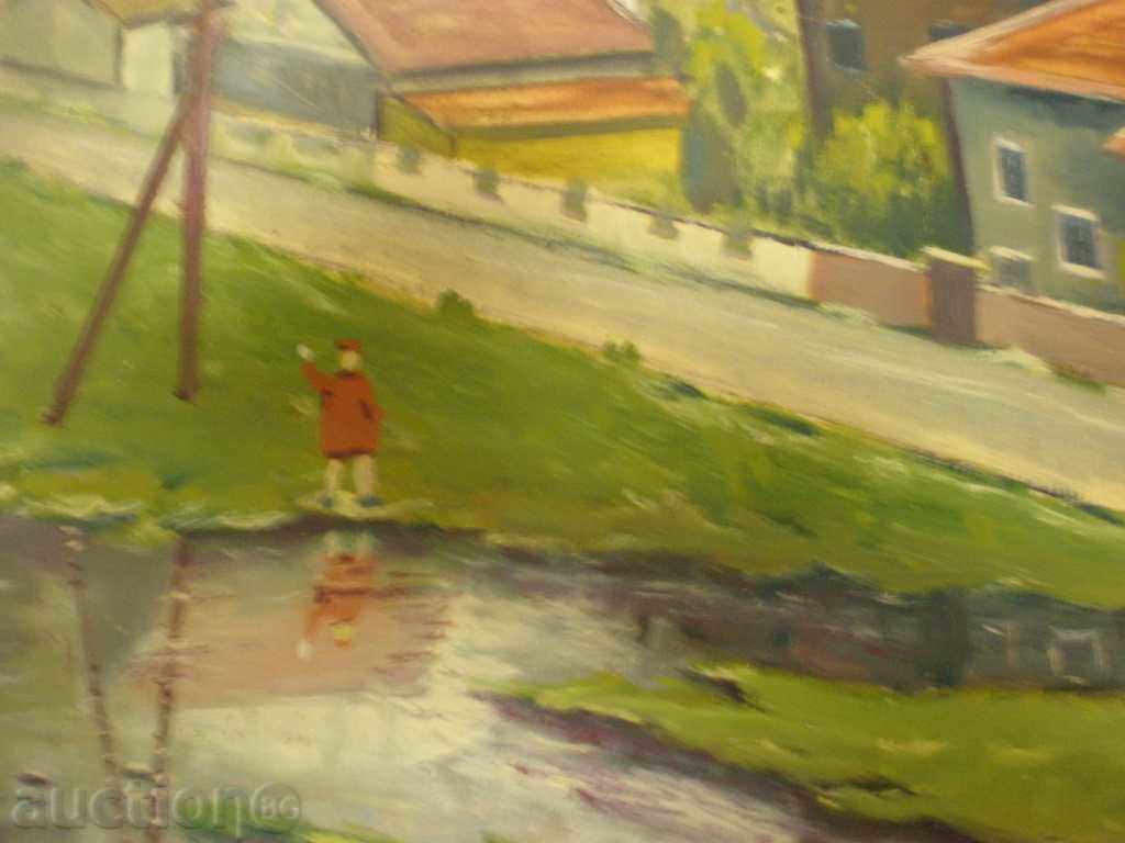 Licitație pictura in ulei pe carton,