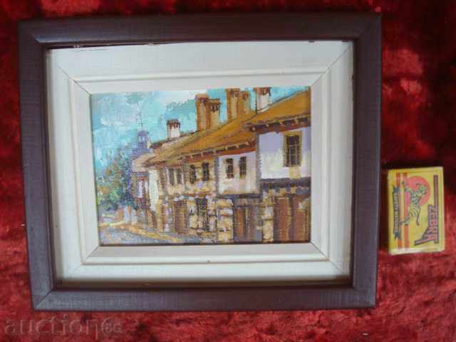 Oil, linen, "BATH HOUSES" author L.K, external dimensions 195x160mm.