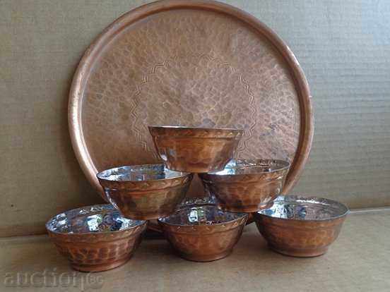 Copper service copper copper copper container tray glass cups with price 99.00 BGN | € 50.62