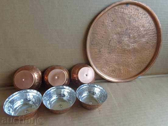 Copper service copper copper copper container tray glass cups - 5