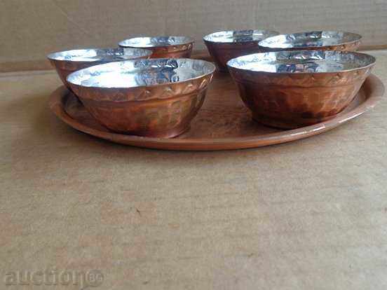 Copper service copper copper copper container tray glass cups - 6