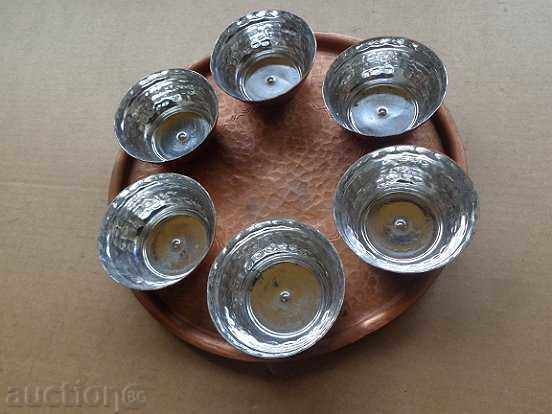 Copper service copper copper copper container tray glass cups