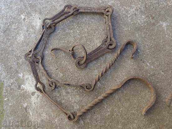 Παλιά αλυσίδα από σφυρήλατο σίδερο με γάντζο, αλυσίδα με γάντζο εστίας - 6 Παλιά αλυσίδα από σφυρήλατο σίδερο με γάντζο, αλυσίδα με γάντζο εστίας - 6