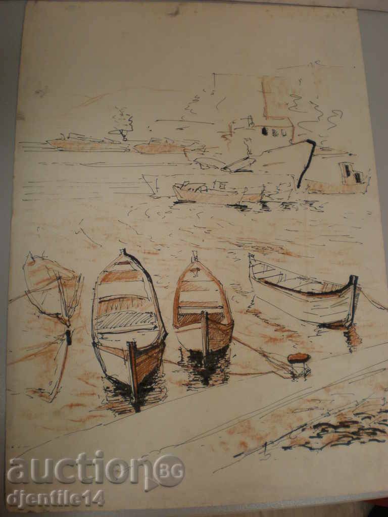 ζωγραφική - μελάνι και παστέλ.