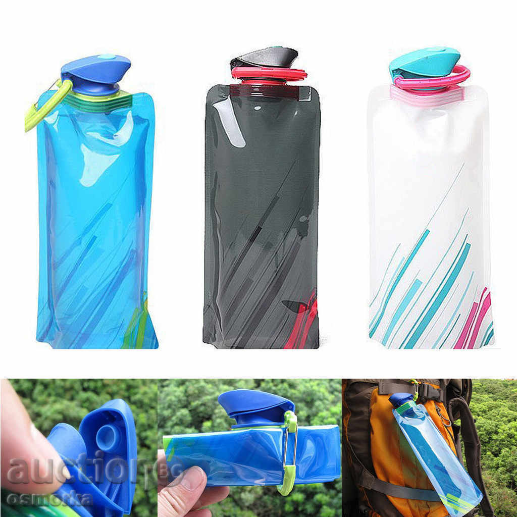 Foldable water bottle - folding bottles White