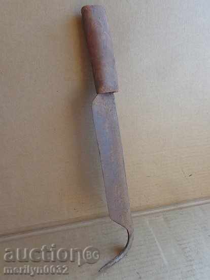 Vechi lamă, unealtă, coasă forjată manual, satâr, macetă - 7