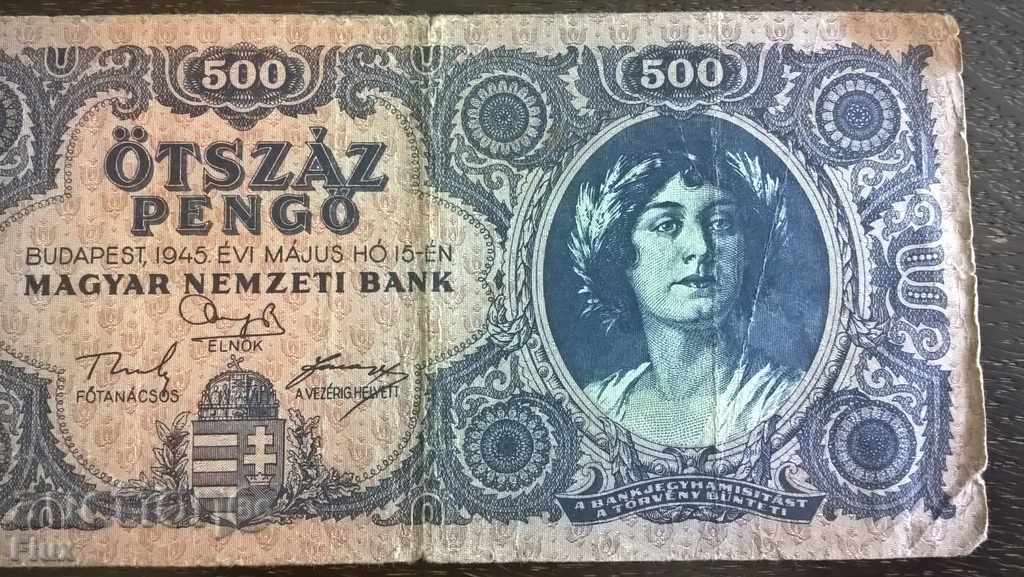 Auction  Banknote - Hungary - 500 pengo 1945