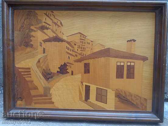 Picture in a wooden frame "Tarnovo ul.Gurko" INTARZIA landscape with price 199.00 BGN | € 101.75 Picture in a wooden frame "Tarnovo ul.Gurko" INTARZIA landscape with price 199.00 BGN | € 101.75