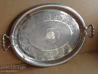 Old engraved tray, tray, plateau, XX century