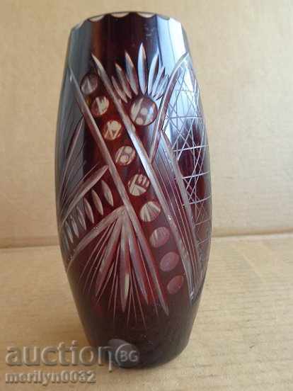 Bohemian crystal vase, glass, Czechoslovakia, USSR