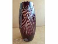 Bohemian crystal vase, glass, Czechoslovakia, USSR