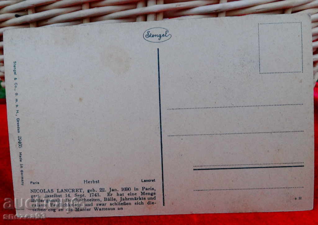 Auction Old German painted postcard. Auction Old German painted postcard.