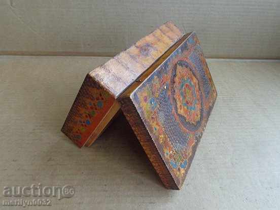 Auction An old pyrographic wooden box hand-painted Auction An old pyrographic wooden box hand-painted