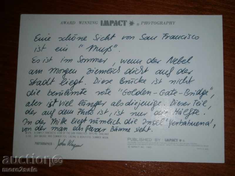 Postcard SAN FRANCISCO CALIFORNIA USA - SAN FRANCISCO / 5 / with price 2.00 BGN | € 1.02 Postcard SAN FRANCISCO CALIFORNIA USA - SAN FRANCISCO / 5 / with price 2.00 BGN | € 1.02