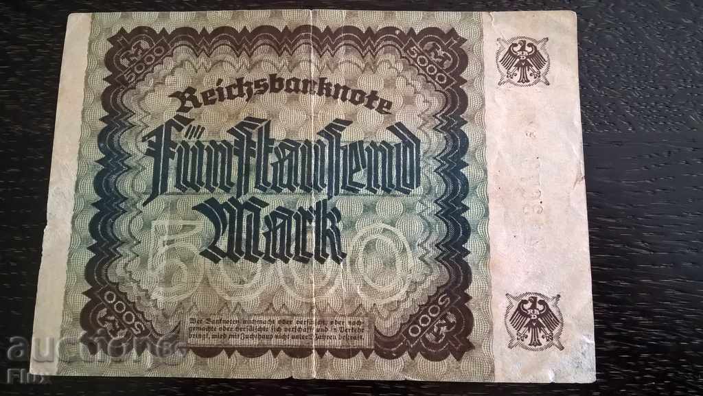 Banknote - Germany - 5000 Marks 1922 with price 10.00 BGN | € 5.11 Banknote - Germany - 5000 Marks 1922 with price 10.00 BGN | € 5.11
