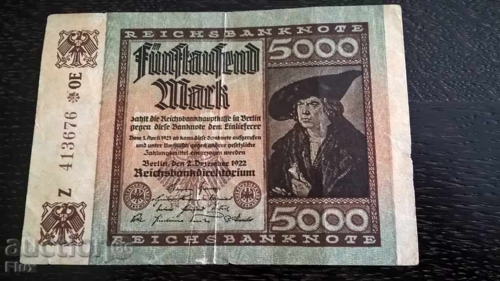 Notă - Germania - 5000 mărci | 1922.
