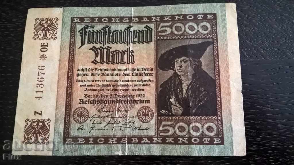 Banknote - Germany - 5000 Marks 1922 Banknote - Germany - 5000 Marks 1922