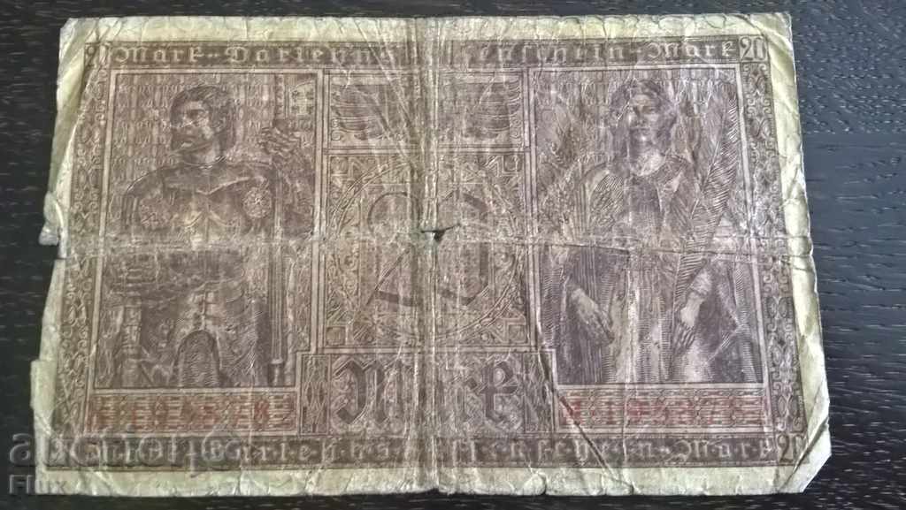 Ράιχ νομοσχέδιο - Γερμανία - 20 Σήματα | 1918. με τιμή 6.00 BGN | € 3.07