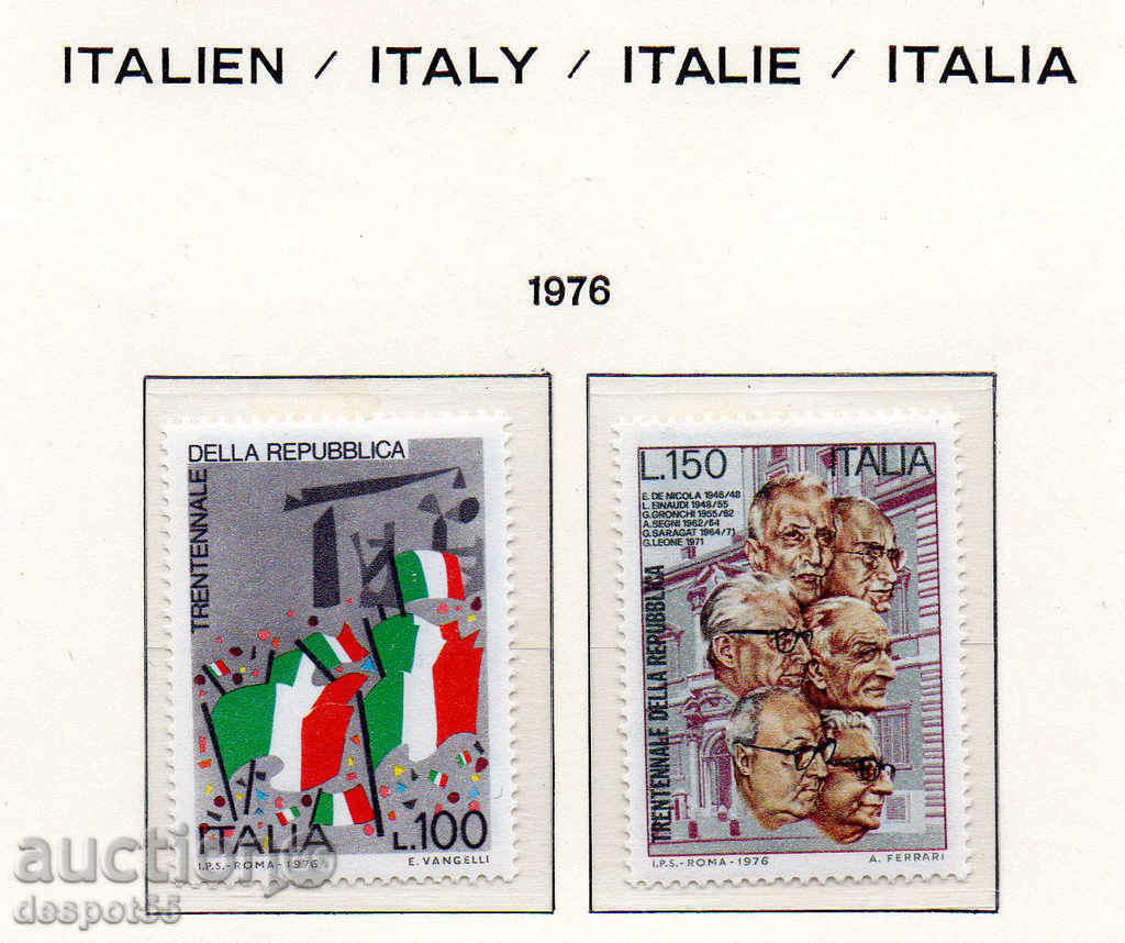 1976. Italy. 30 years Republic of Italy.