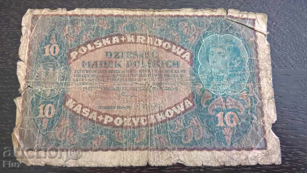 Τραπεζογραμμάτιο - Πολωνία - 10 γραμματόσημα 1919