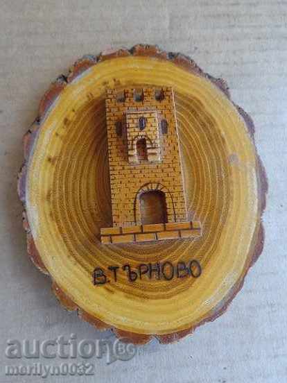 Сувенир от дърво, пирографираният вход на Царевец пано НРБ