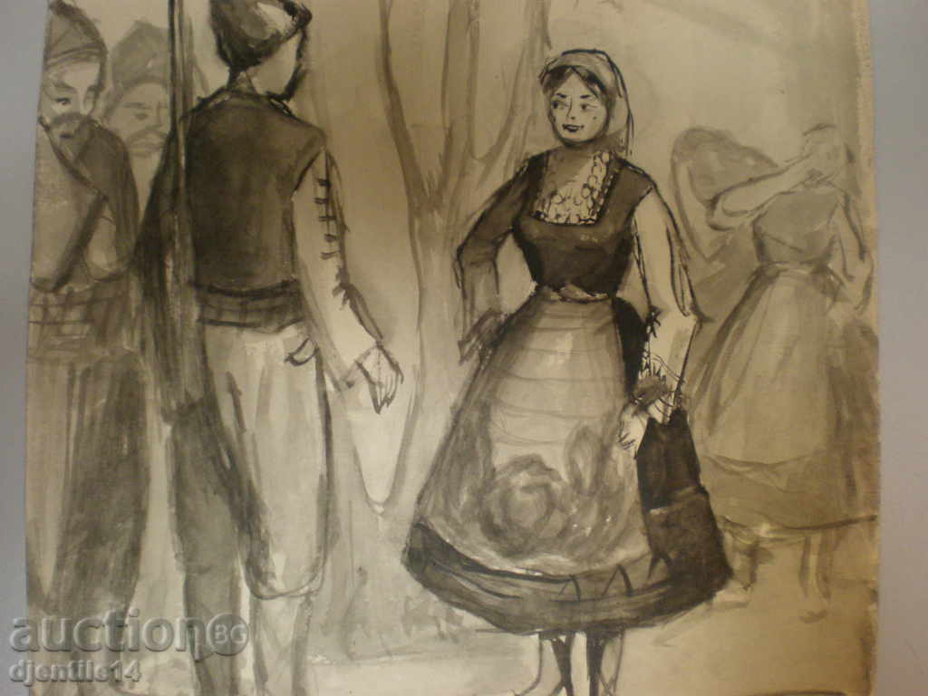 Аукцион картина- туш ,четка. Аукцион картина- туш ,четка.