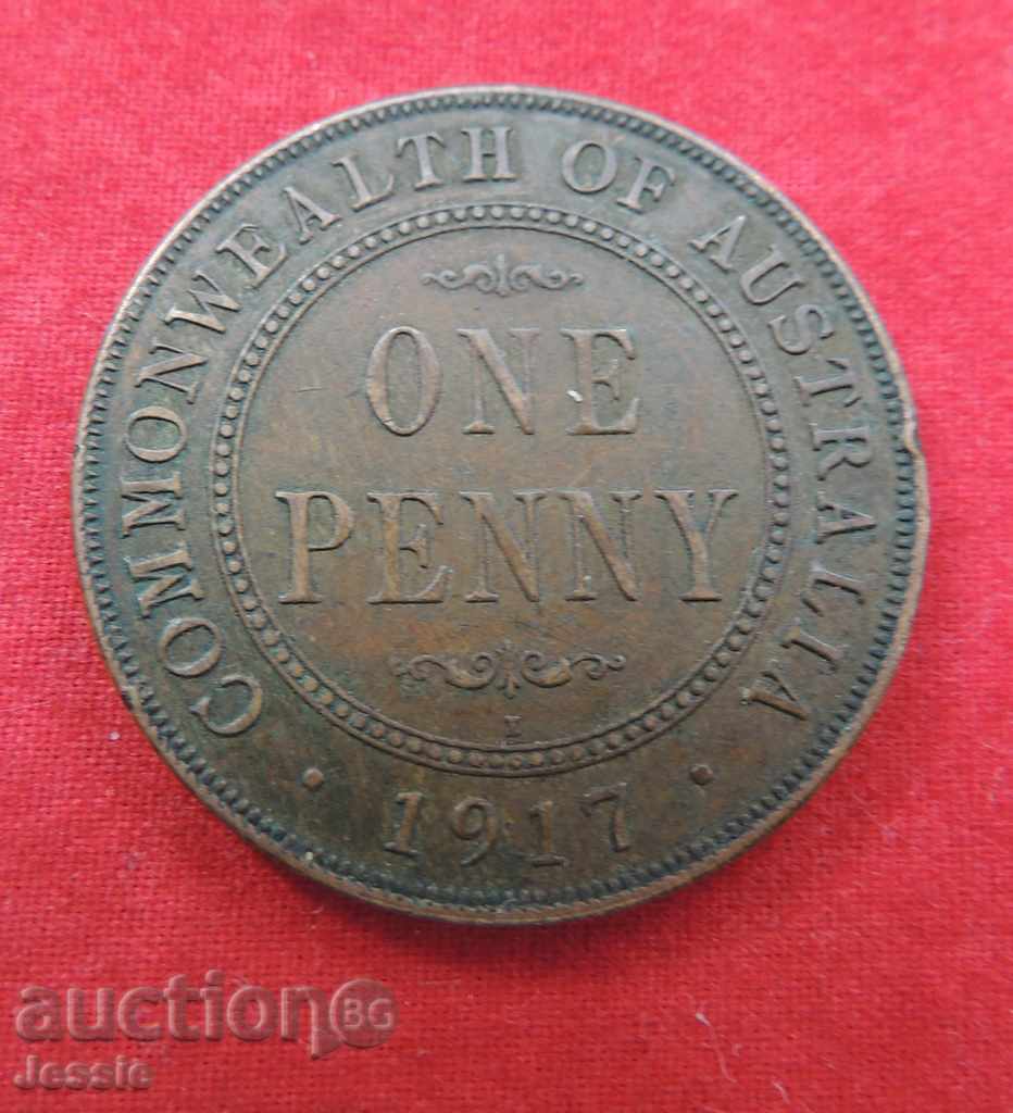 1 Penny 1917 Australia - DETALII CLARE ȘI TĂIATE, PENTRU COLECTARE