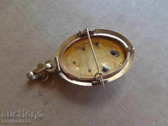Gold brooch medallion pendant jewelry with stones 11.5 g 14 K with price € 1189.86 | 2327.16 BGN