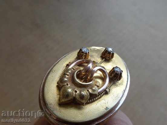 Gold brooch medallion pendant jewelry with stones 11.5 g 14 K - 5 Gold brooch medallion pendant jewelry with stones 11.5 g 14 K - 5