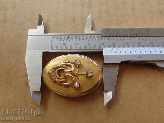 Gold brooch medallion pendant jewelry with stones 11.5 g 14 K - 6