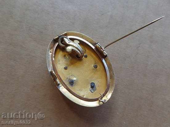Gold brooch medallion pendant jewelry with stones 11.5 g 14 K - 7