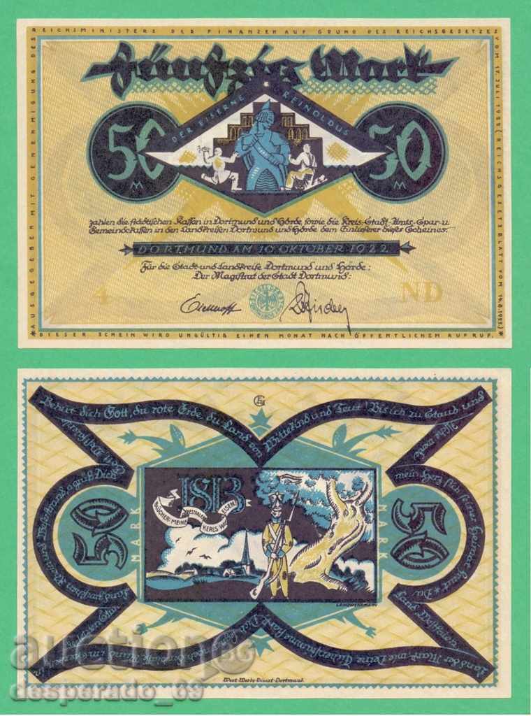 (¯`'•.¸ГЕРМАНИЯ (Dortmund) 50 марки 1922  UNC¸.•'´¯)