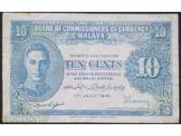 Malaya 10 Centata 1941 VF