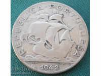Португалия 5 Ескудо 1942 Сребро Без запазена цена.