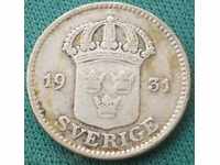 Suedia 25 Ore 1931 Argint fără preț de rezervare.
