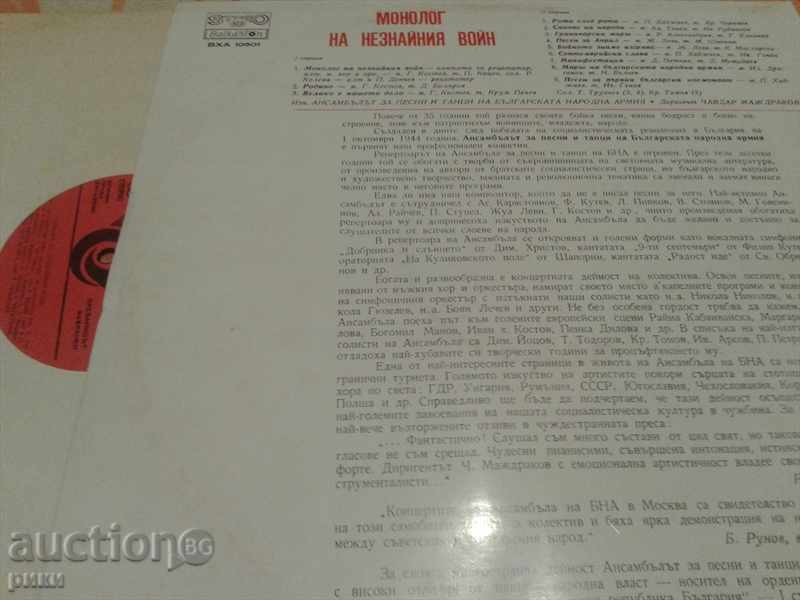 BXA 10501 Monologue of the Unknown Warrior with price 49.00 BGN | € 25.05 BXA 10501 Monologue of the Unknown Warrior with price 49.00 BGN | € 25.05