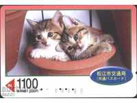 Μεταφορών (σιδηρόδρομος) κάρτα Πανίδα γάτες από την Ιαπωνία ΤΚ21