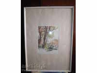 Signed picture "Old trees" - dry needle - 1985 year