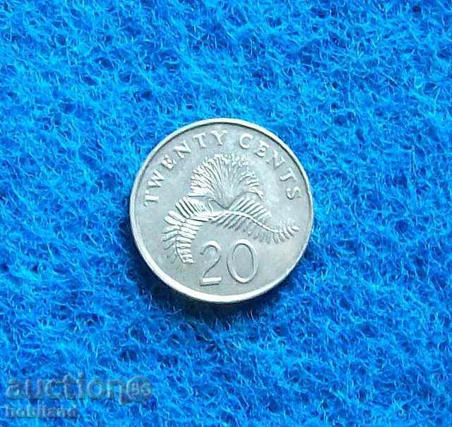 20 σεντς Σιγκαπούρη-1989 με στιλπνότητα