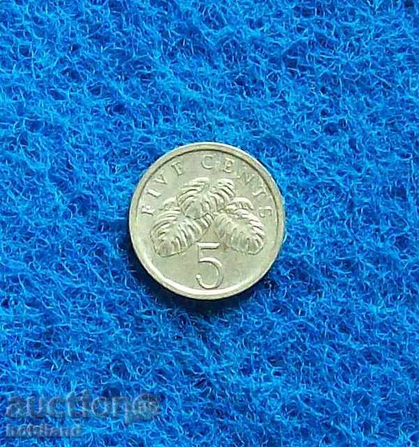 5 σεντ Σιγκαπούρη -1989 με γυαλιστερό