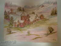 ζωγραφική, λάδι σε καμβά, υπογραφή-Ε.Κ.