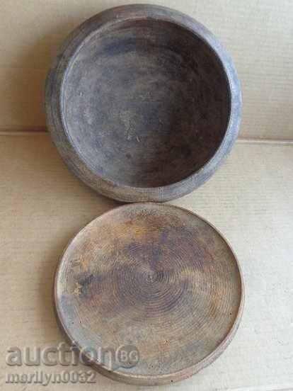 An old wooden bowl with a lid, a chimney, a wooden pot - 6