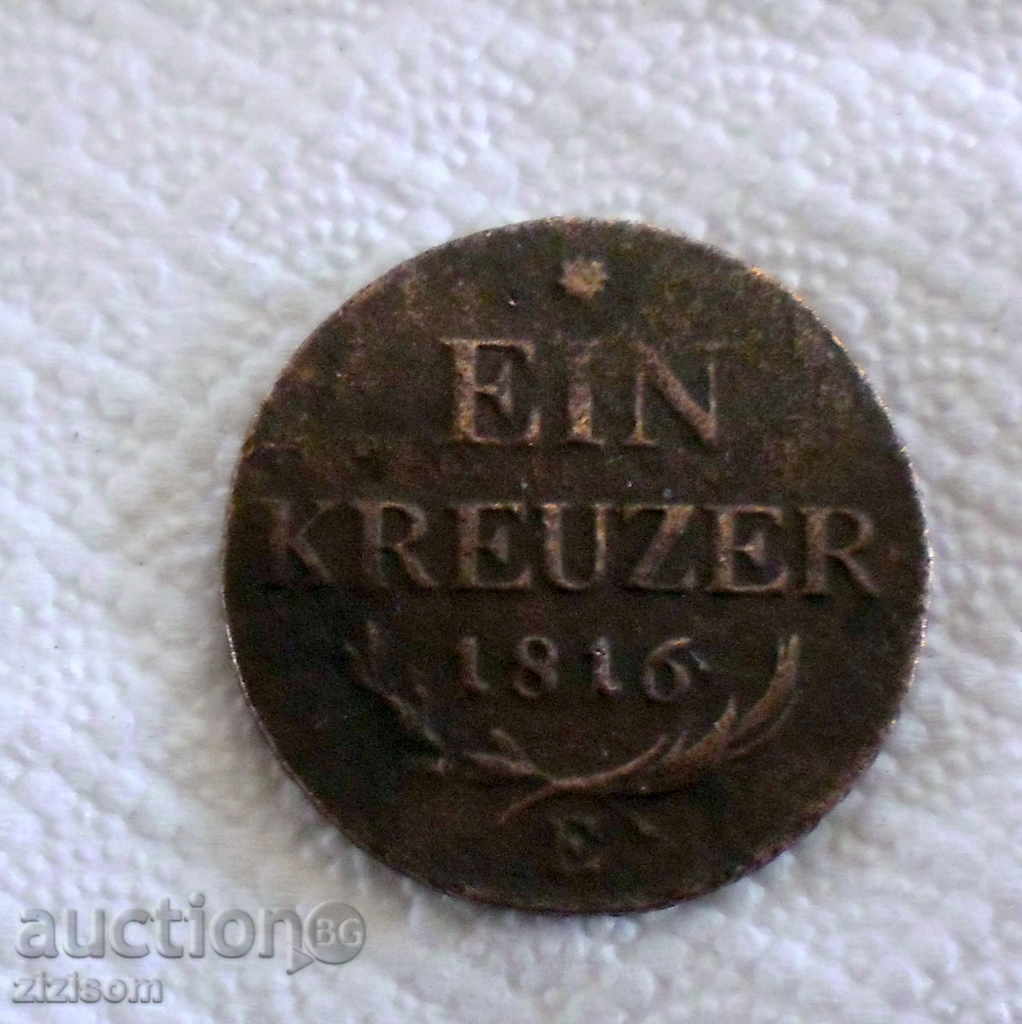 1 Kreuzer 1816 'E' AUSTRIA Franz II. (I.) 1792-1835.RYADKA