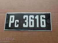 Enamelled registration number, plate, vehicle