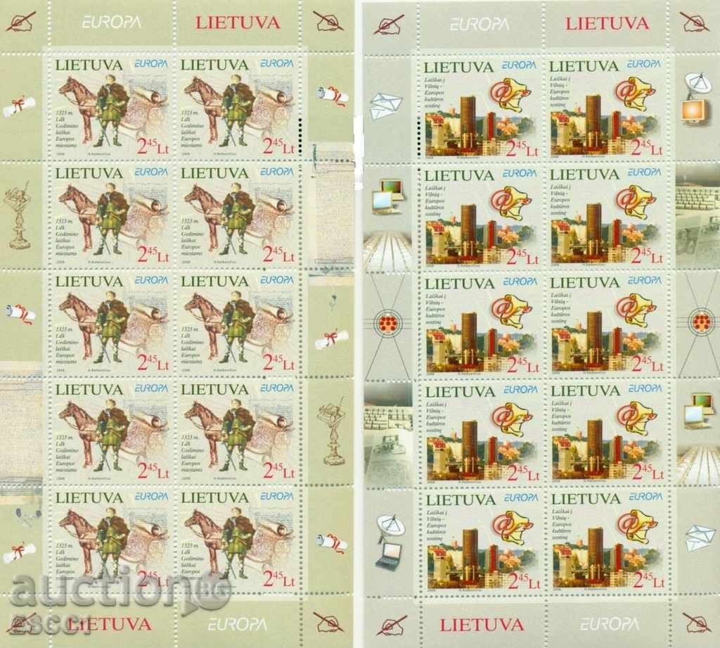 Φιλικό εμπορικά σήματα σε μικρά φύλλα Ευρώπη Σεπτέμβριο 2008 από τη Λιθουανία
