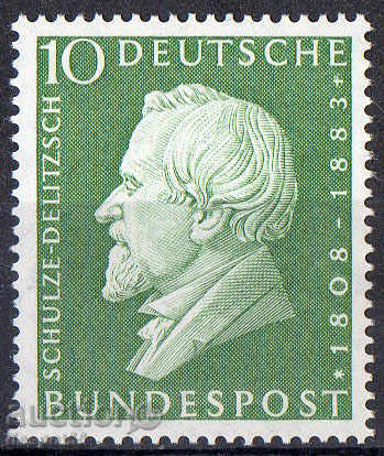 1958. ГФР. 150 г. от рождението на Х. Шулце (1808-1883).