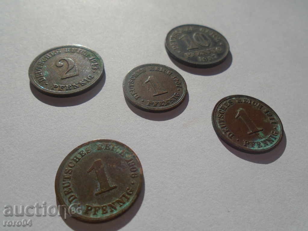 GERMAN PFENENGES DEUTSCHES REICH 1906/07/11/13/17 with price 8.99 BGN | € 4.60 GERMAN PFENENGES DEUTSCHES REICH 1906/07/11/13/17 with price 8.99 BGN | € 4.60